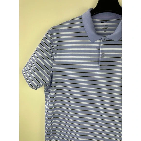 2 Nike Dri-Fit Men's Golf Polo Shirts Size Large Victory Stripe Green Blue Top - Picture 10 of 16